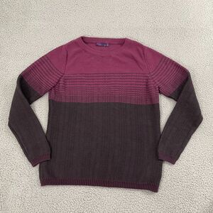 prAna Mallorey Sweater Women M Deep Plum Outdoor Hiking Pullover Crewneck